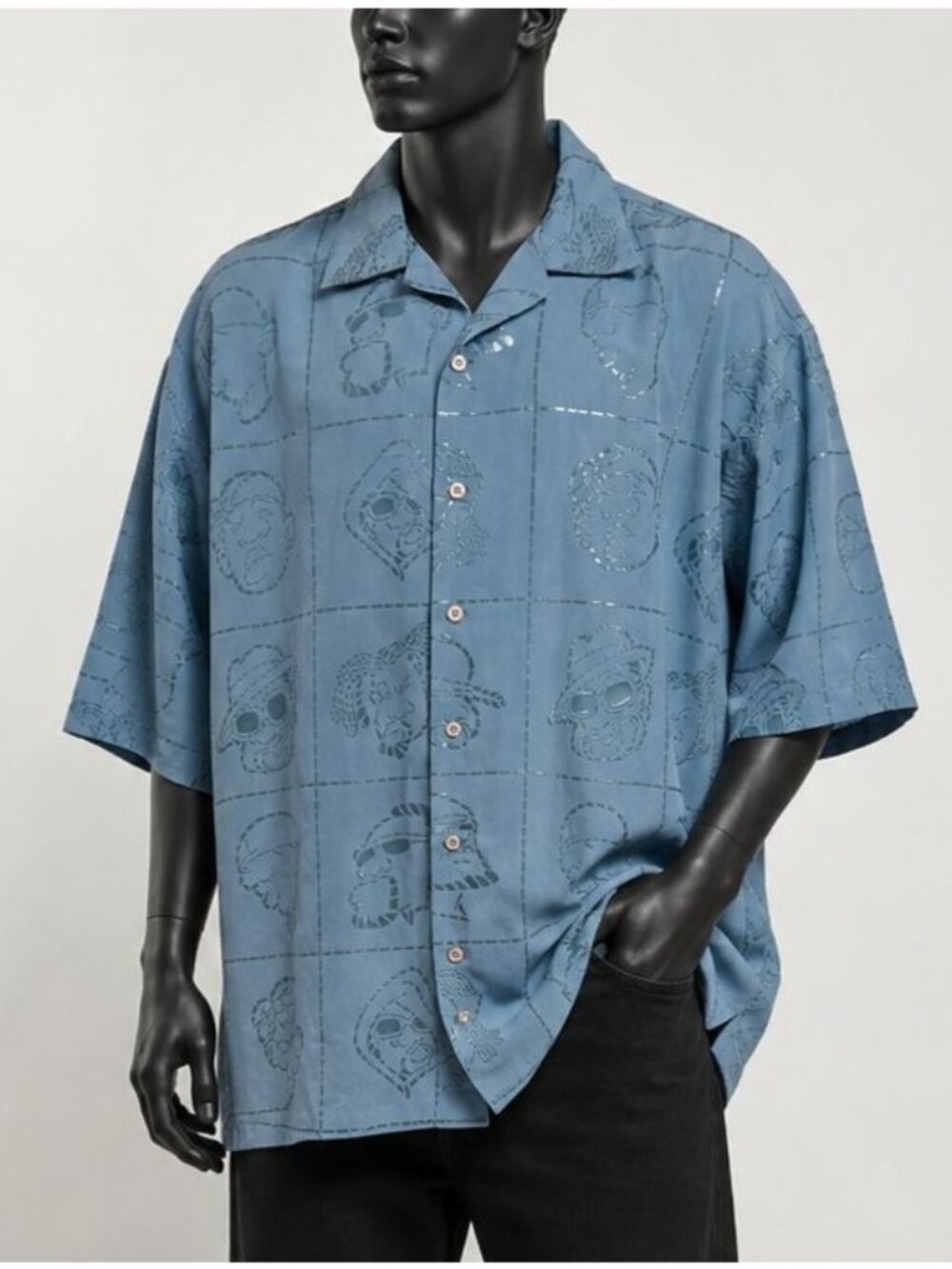 Budabean Mens XXL Blue Brooklyn Breed Textured Graphics Vintage 90s
